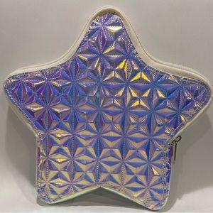 Justice “Just Shine” make up bag star iridescent fracture  pattern